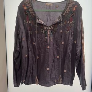 Solitaire Purple Embroidered Blouse